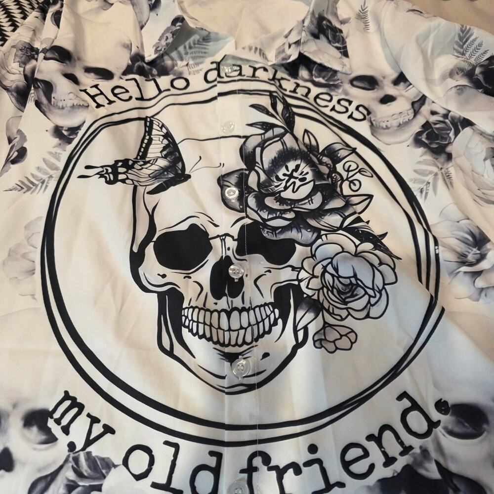 Hello darkness my old friend button down long-sleeve shirt - Picture 7 of 9